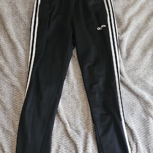 Adidas Kids Black Joggers with White Stripes